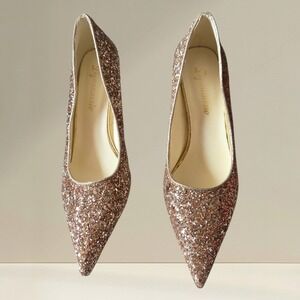 Rose Gold Glitter Pointed Toe Stiletto Pumps Size 39 / US 8
